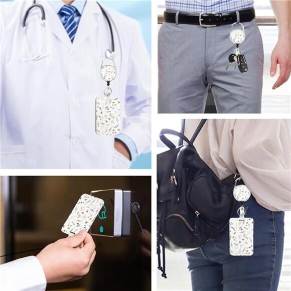 2 Pack ID Badge Holder Retractable Badge Reel Clip Keychain Heavy Duty School Of - Picture 6 of 8